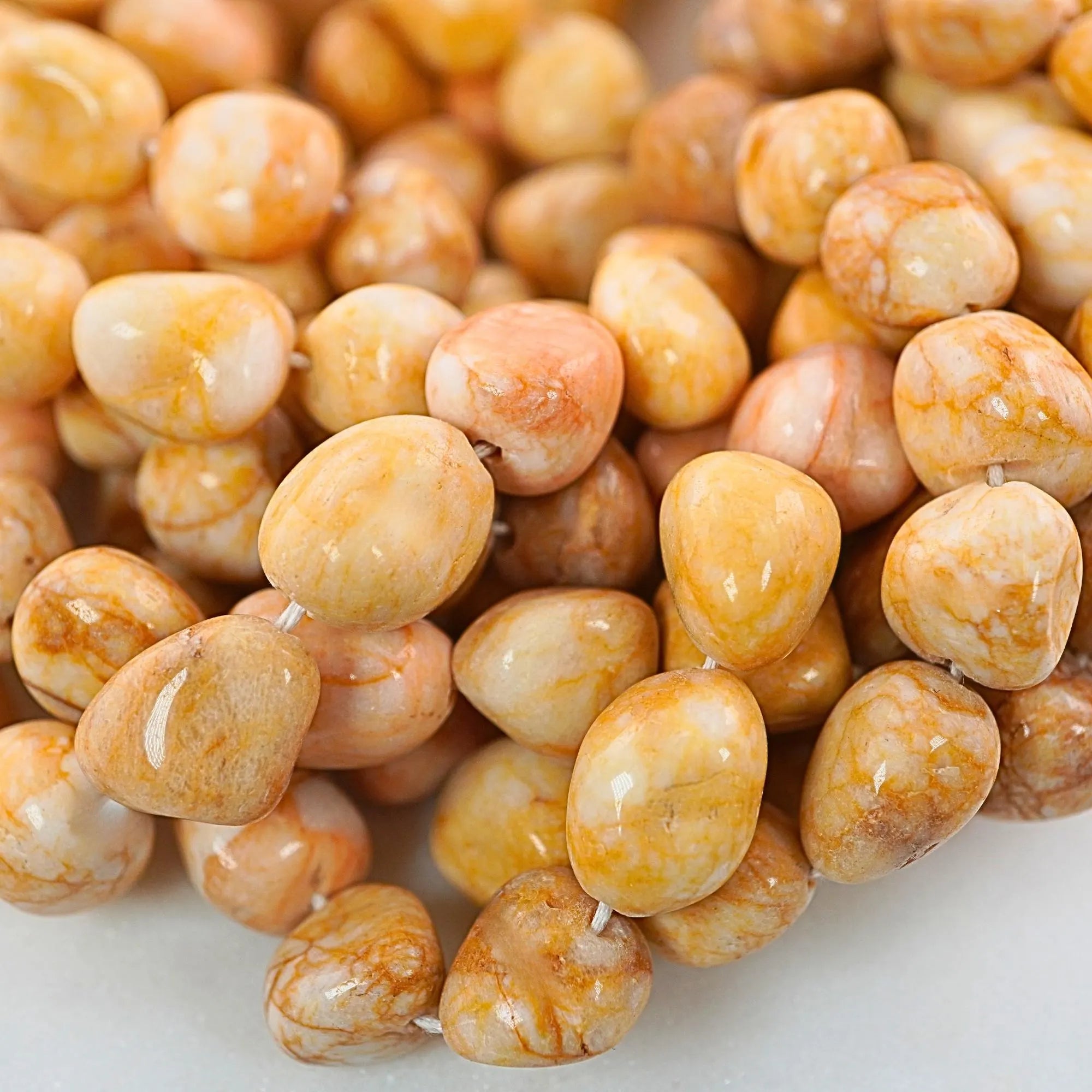 Yellow Aventurine Smooth Tumble Shape Gemstone Stands Beads 