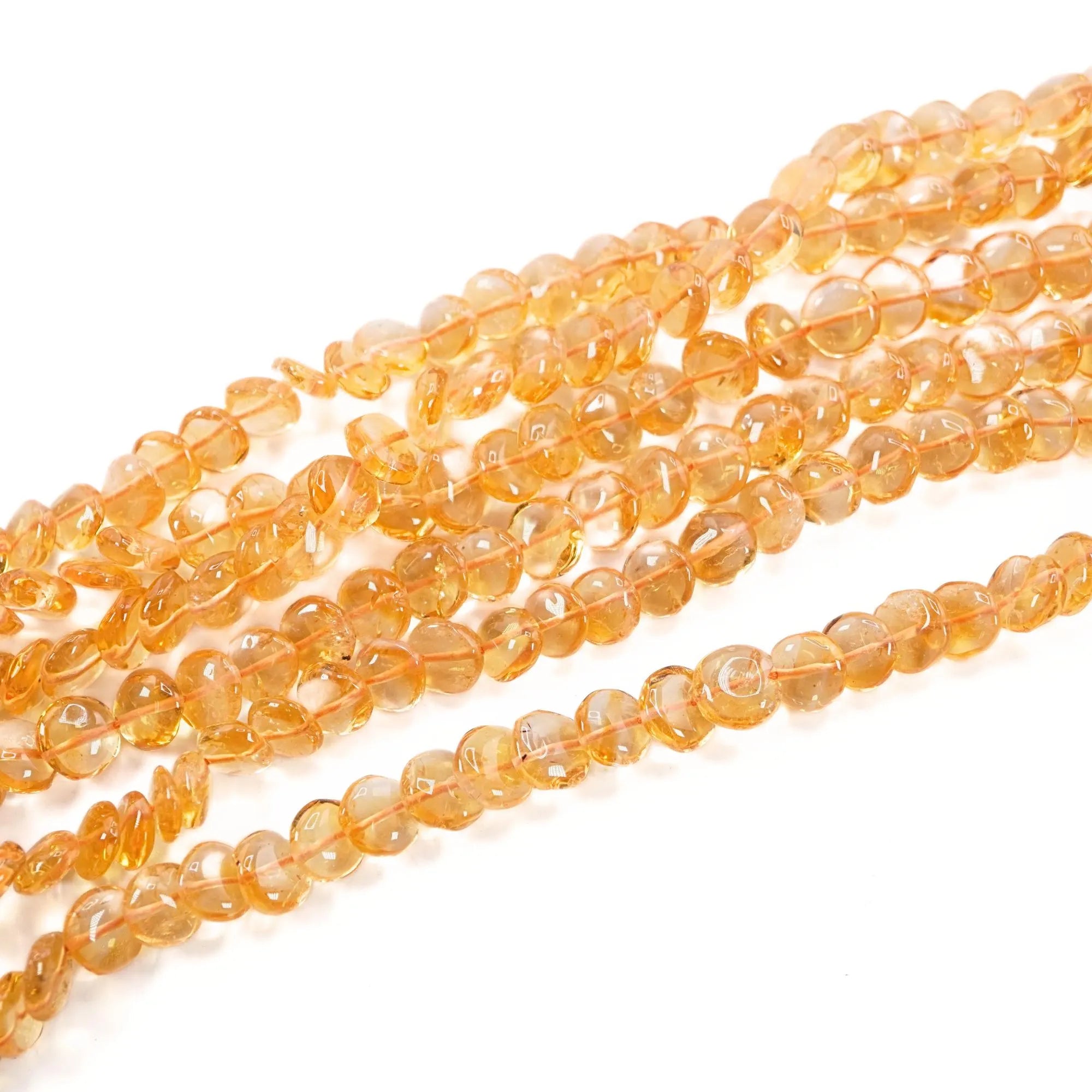Yellow Citrine Smooth Coin Shape Gemstone Strand Beads 