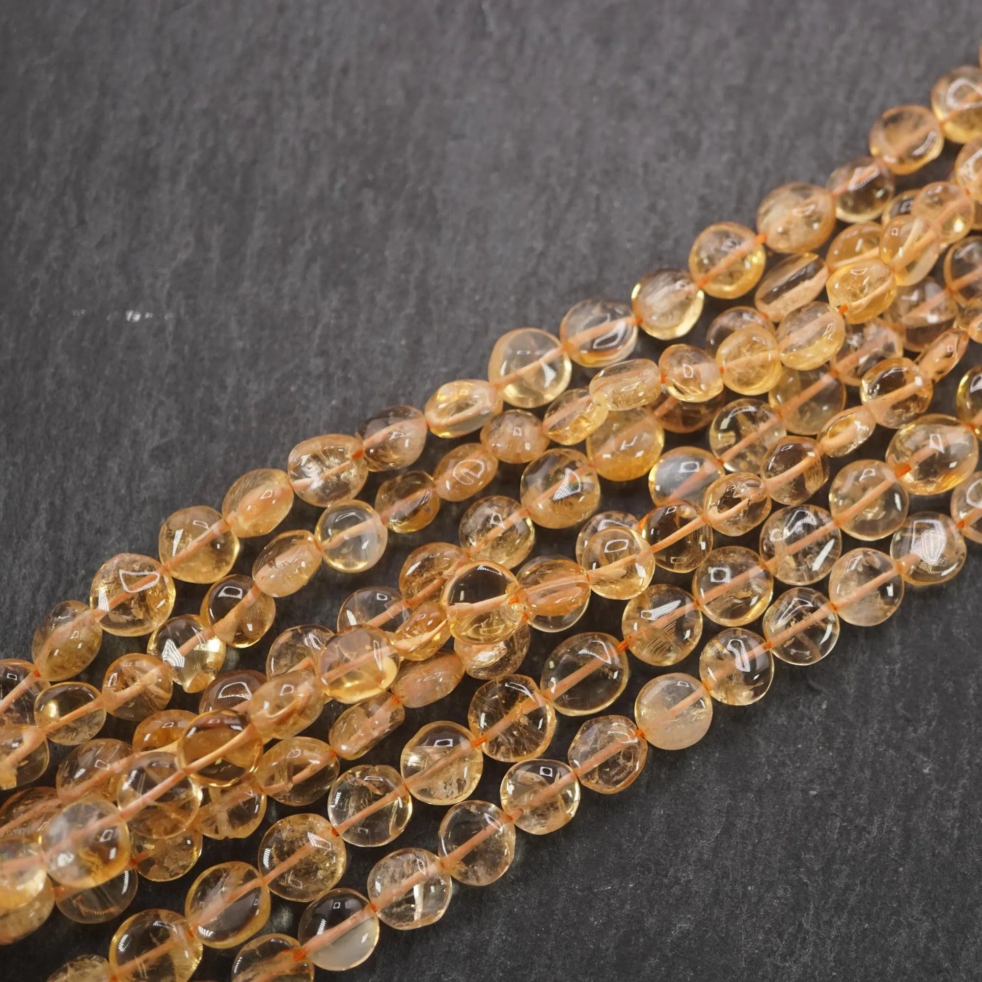 Yellow Citrine Smooth Coin Shape Gemstone Strand Beads
