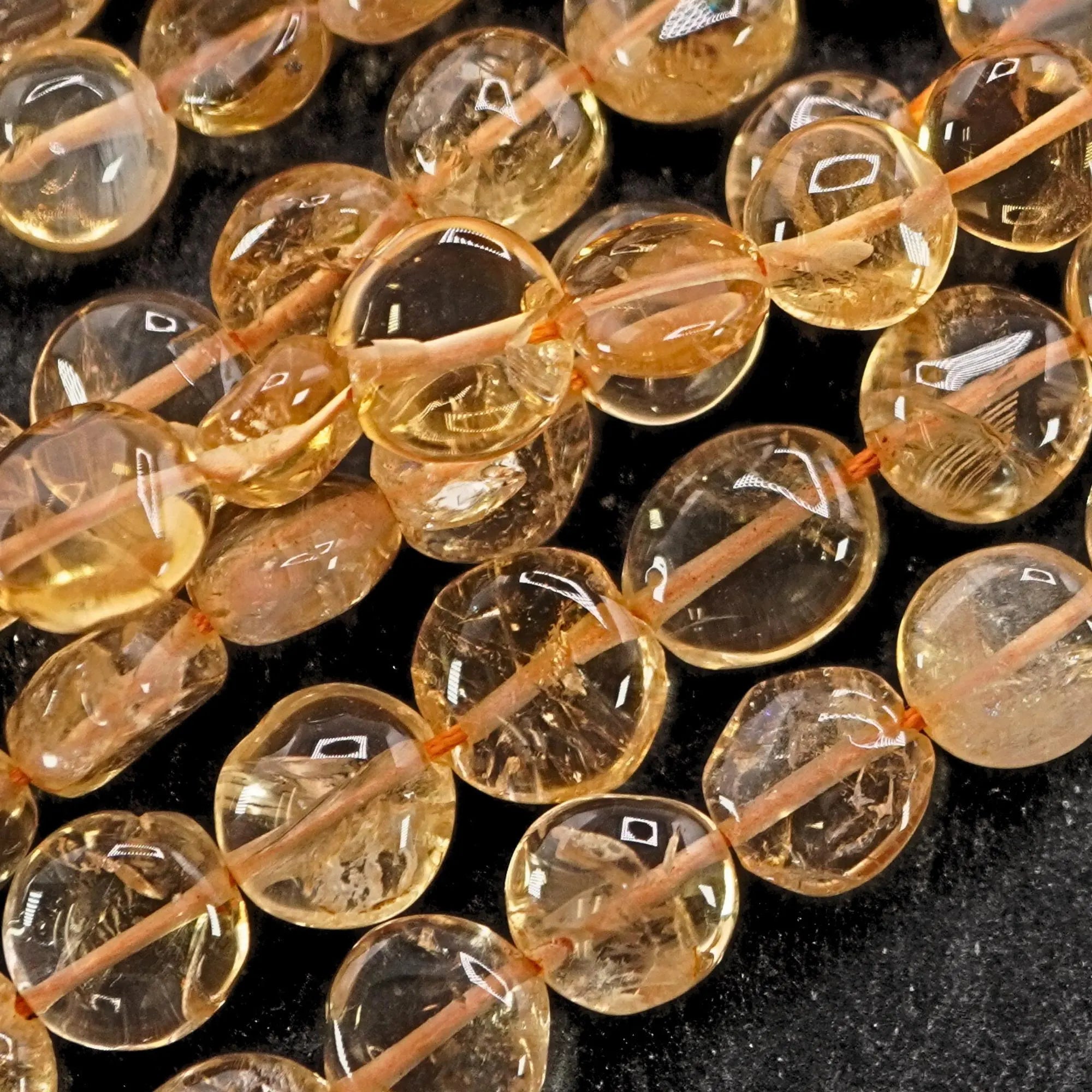 Yellow Citrine Smooth Coin Shape Gemstone Strand Beads