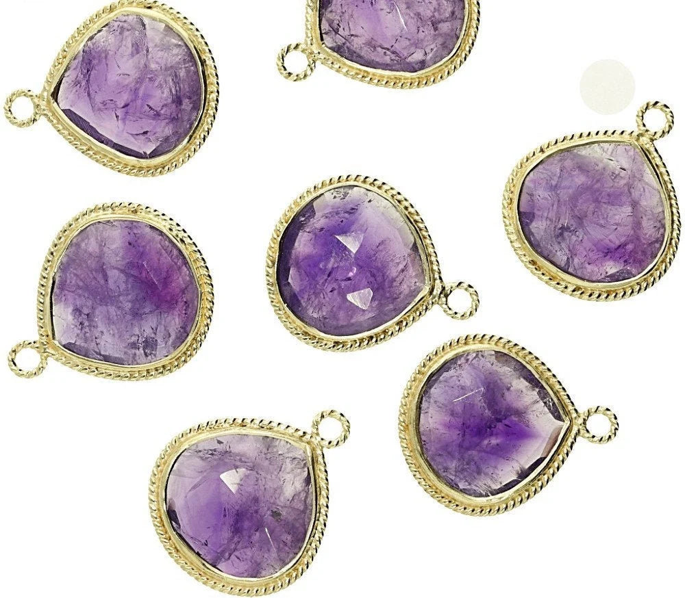 amethyst heart pendant gold bezel

