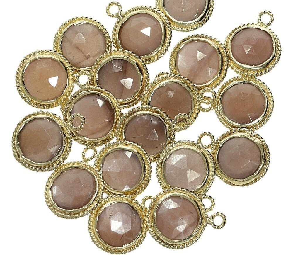 chocolate moonstone gold pendant for jewelry making