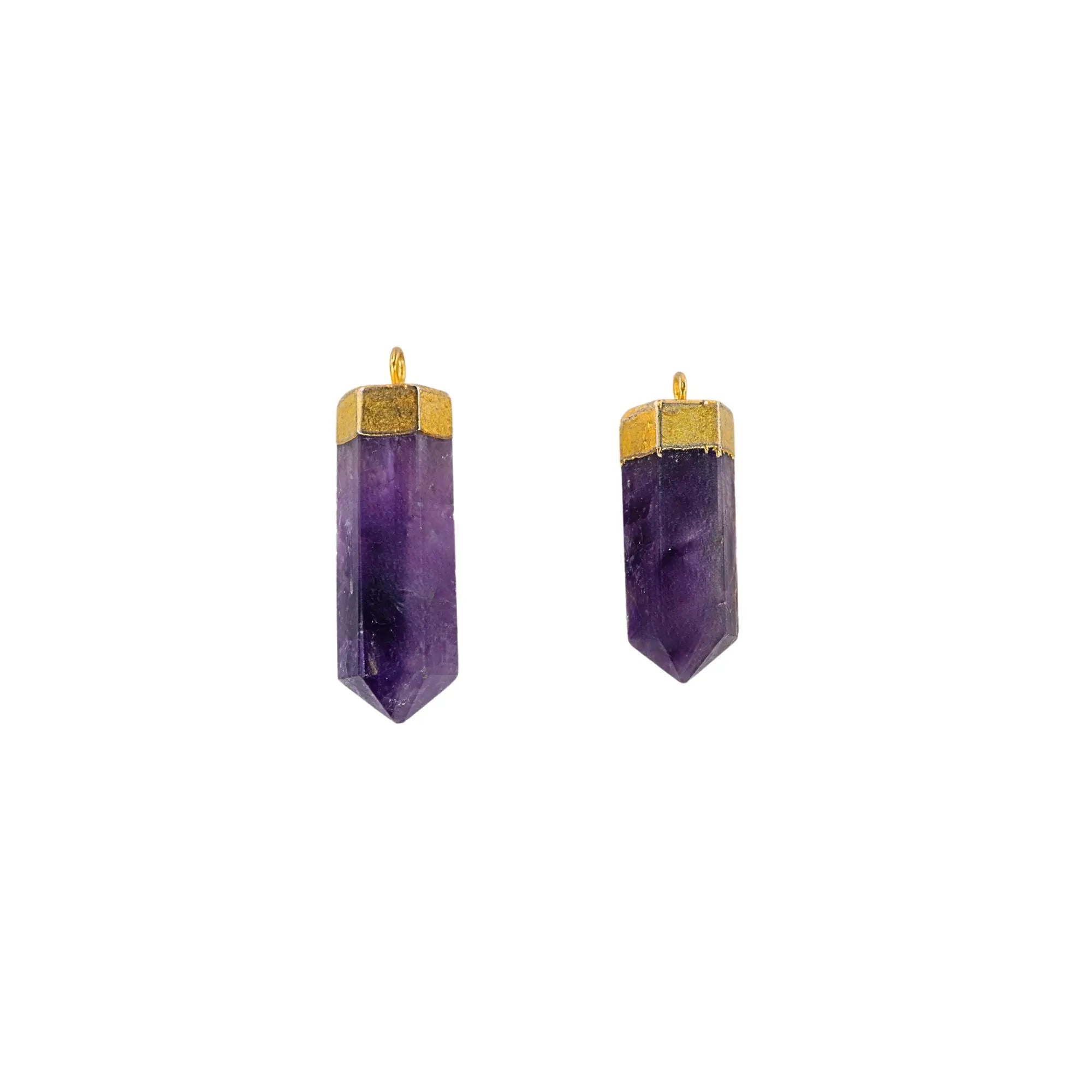 gold electroplated amethyst gemstone charm
