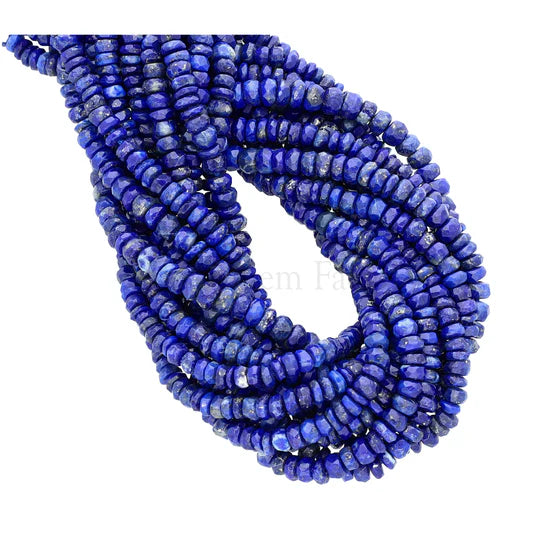 4 To 4.5 MM Lapis Lazuli Faceted  Rondelle Shape Beads Strands