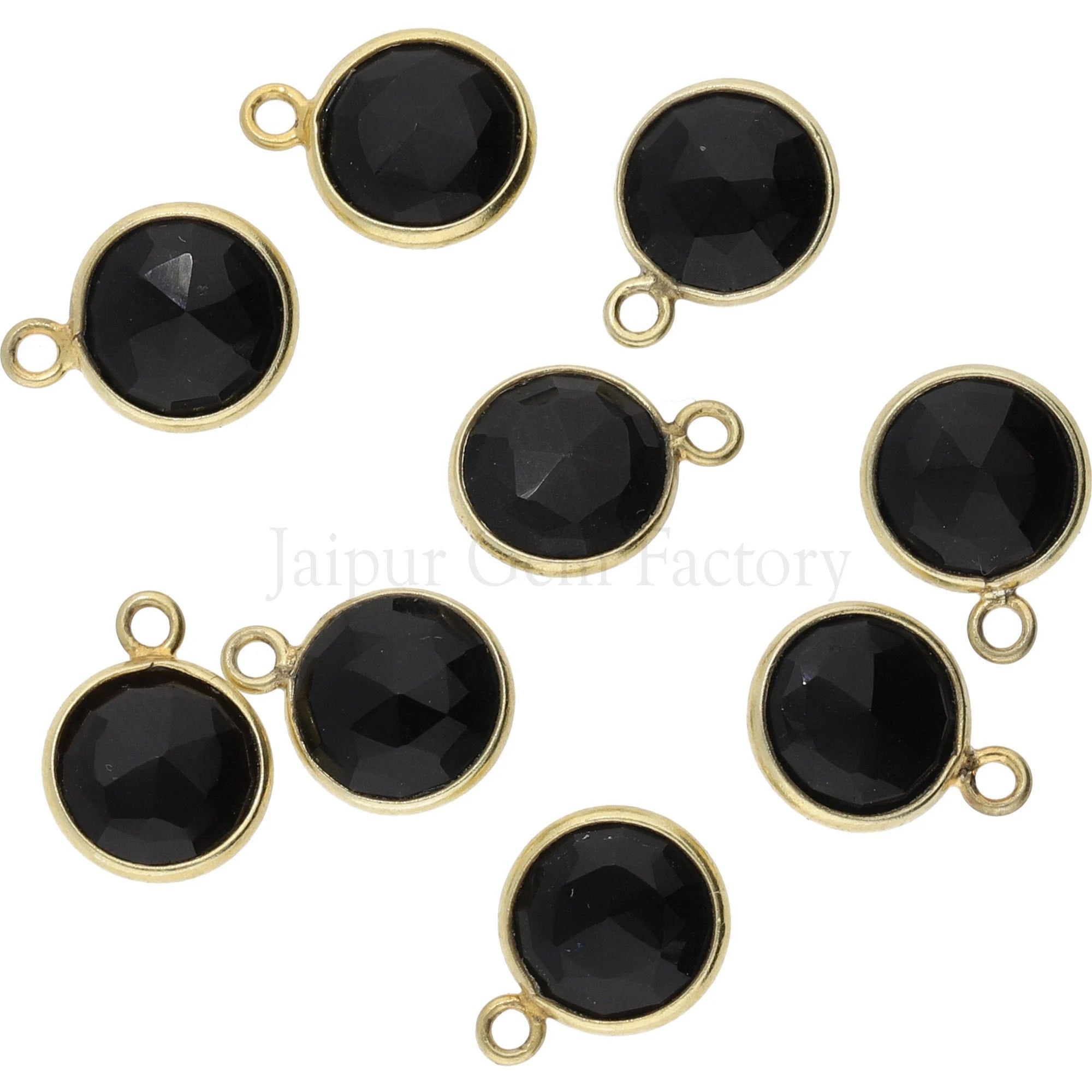 onyx gemstone round coin pendant gold silver charm