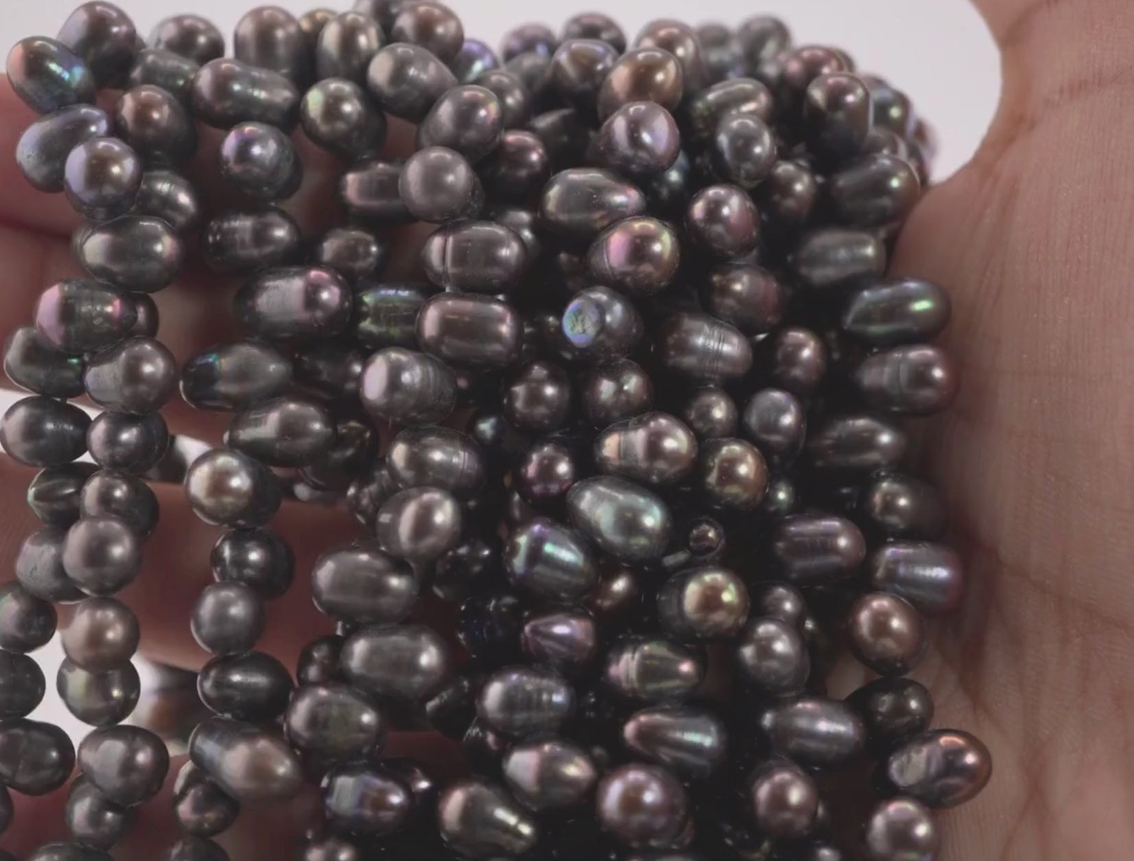 Genuine oval pearls in peacock color

