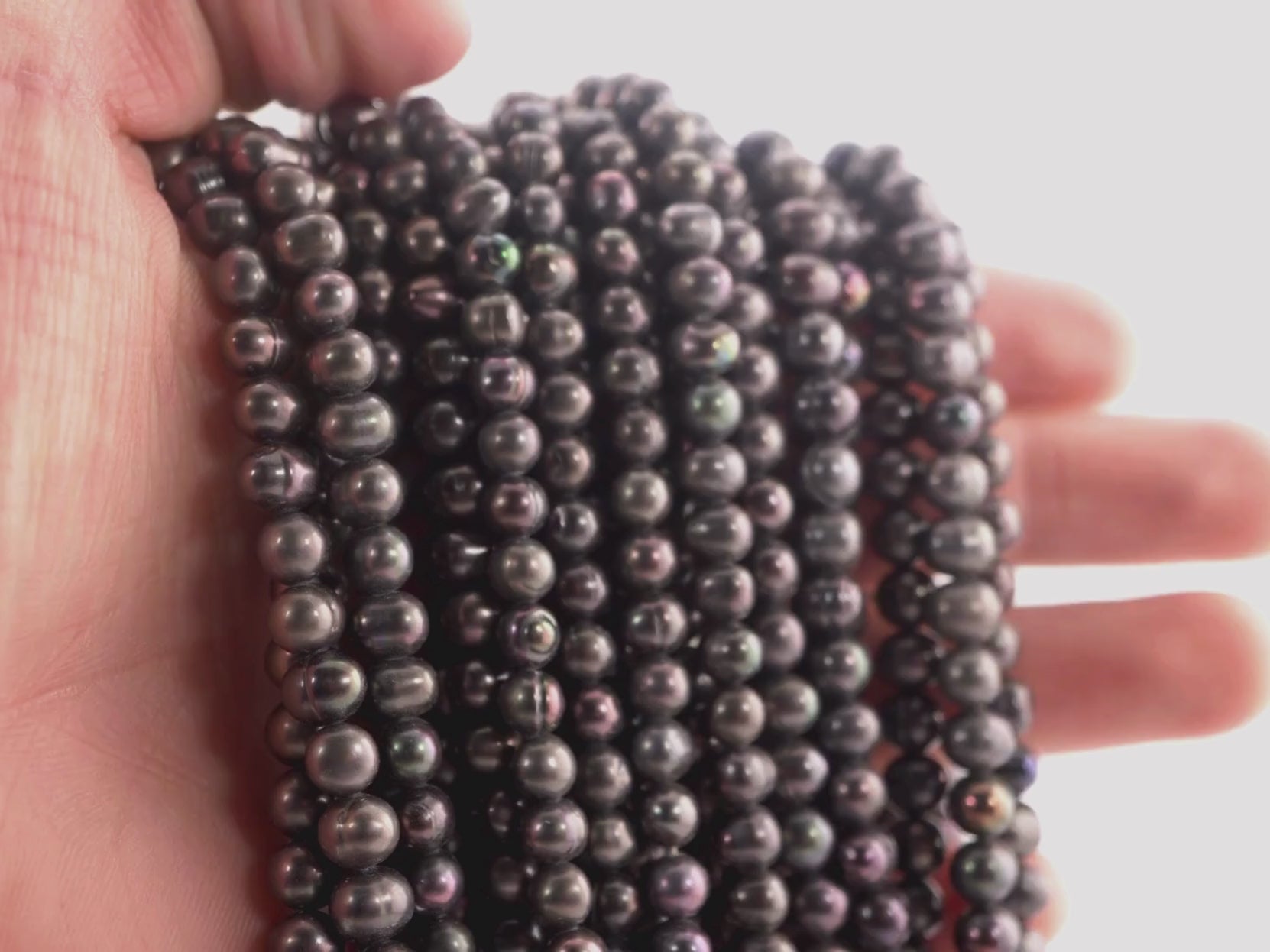 Gray peacock freshwater beads

