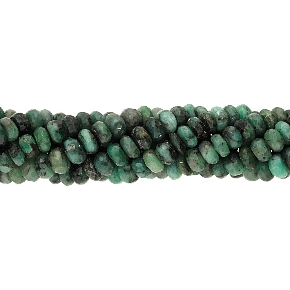 Emerald Faceted Raw Rondelle Shape Gemstone Strand Beads 