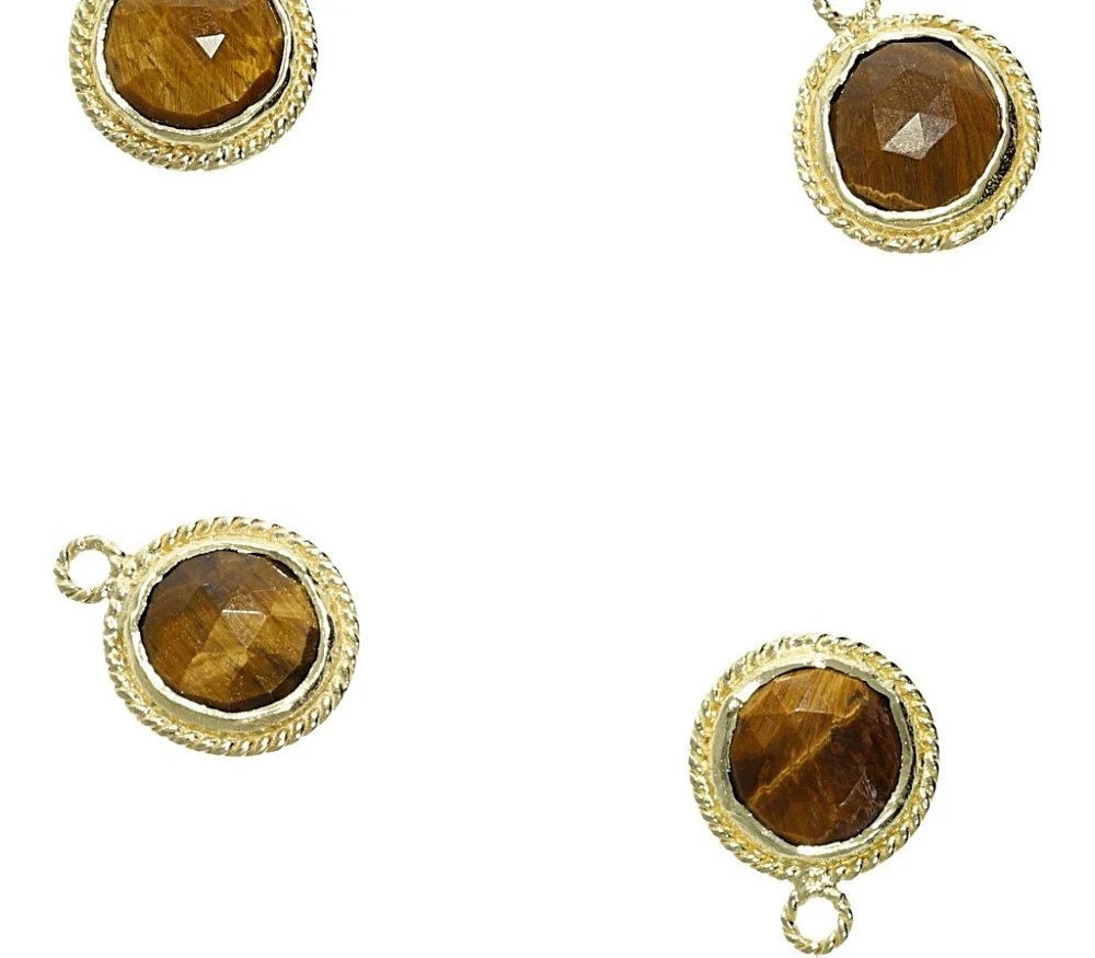 tiger eye gemstone charm pendant warm brown tones