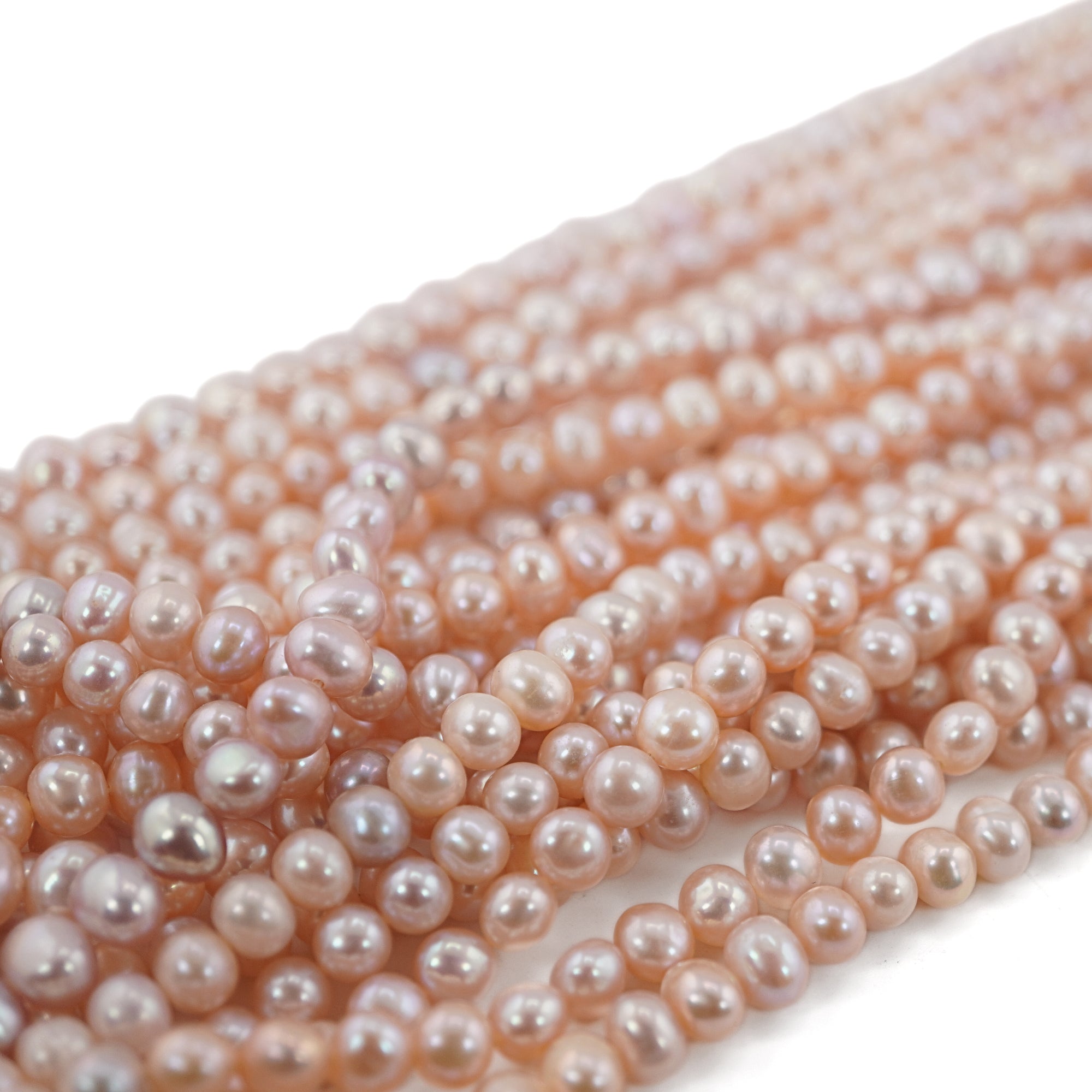 unique peach pearl beads strand

