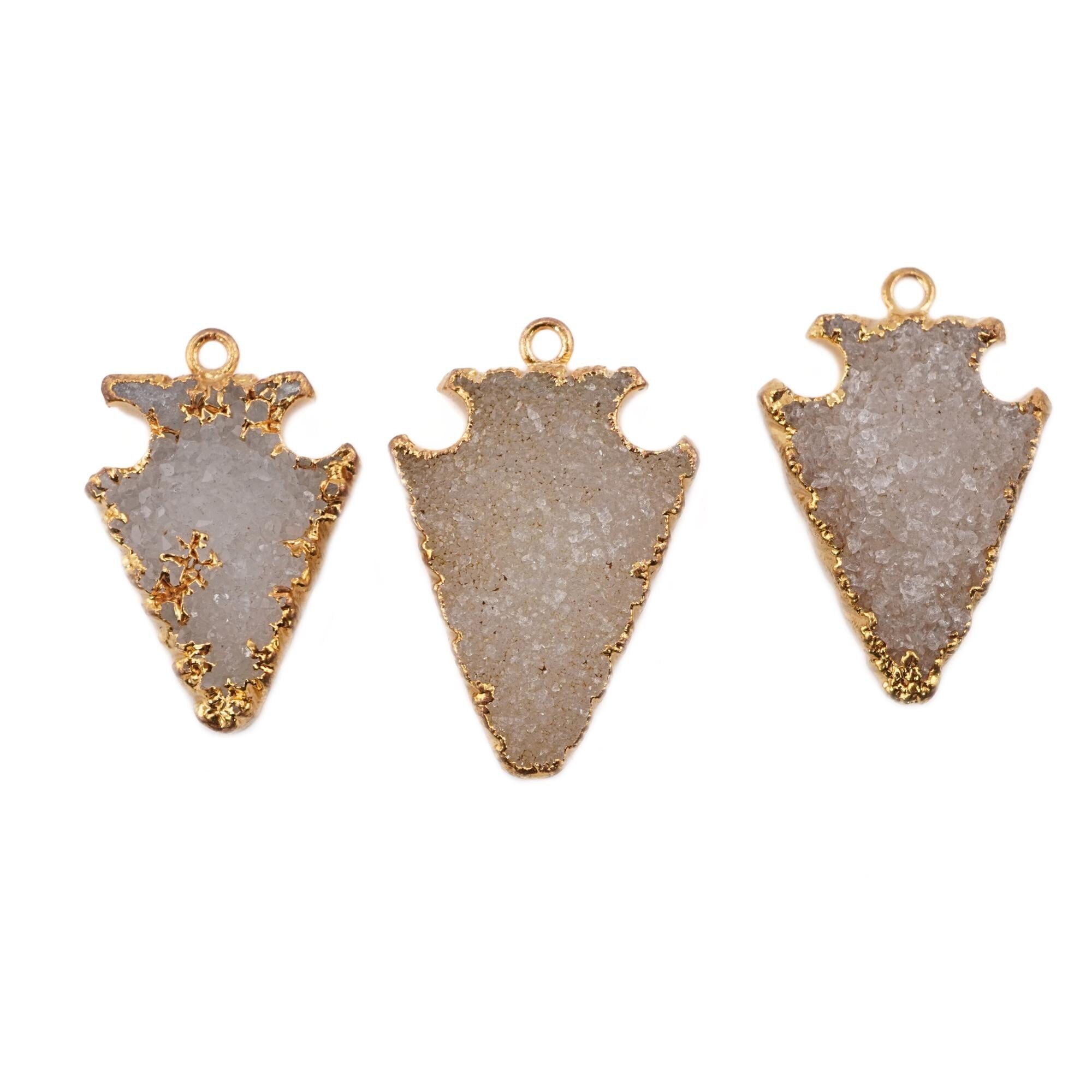 white druzy gemstone charm for jewelry making