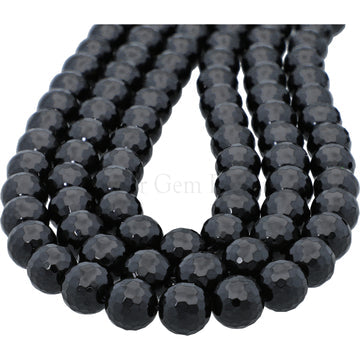 Black Onyx Faceted Round Beads Strand