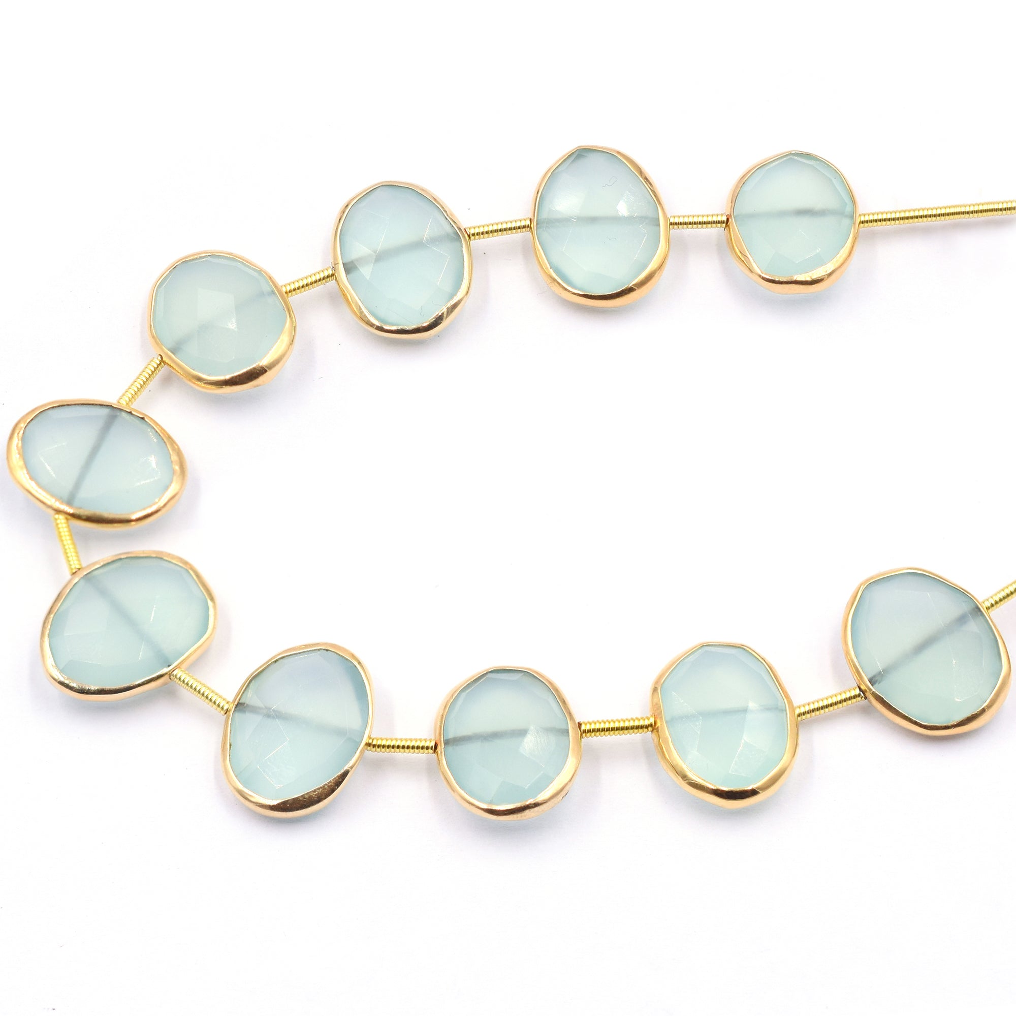 Vermeil bezel aqua chalcedony