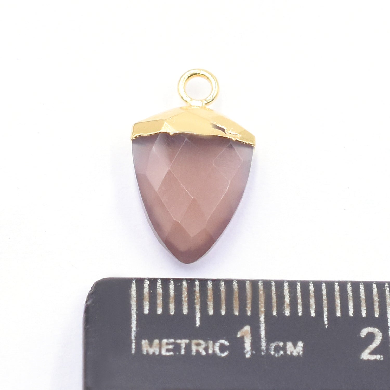 Gold electroplated Brown Chocolate Moonstone pendant in Shield shape