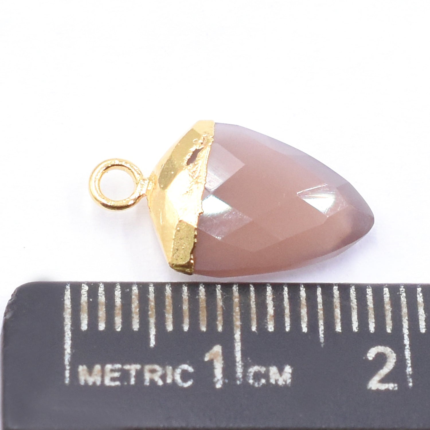 Elegant Shield shaped Brown Chocolate Moonstone pendant with gold detailing