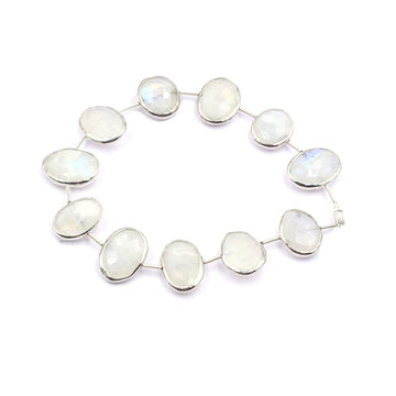 Silver plated moonstone strand