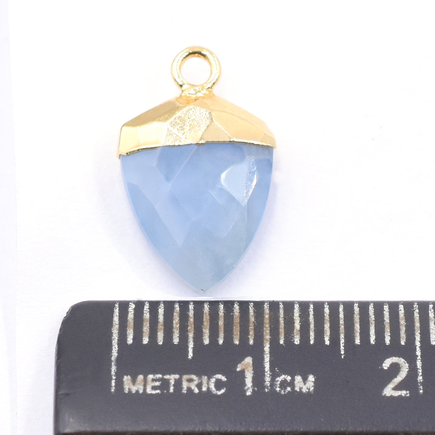 Gold electroplated Blue Opal pendant in Shield  shape