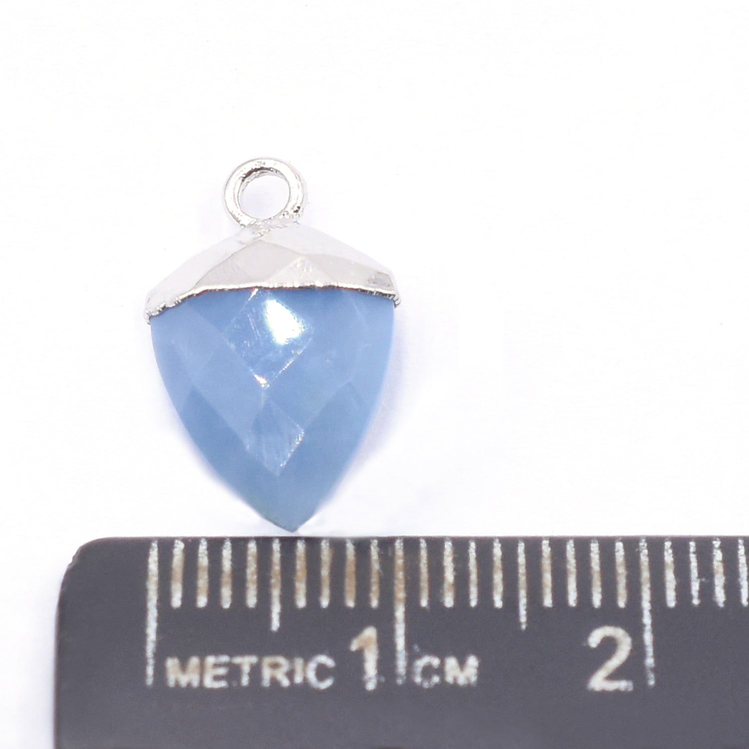 silver electroplated Blue Opal pendant in Shield  shape