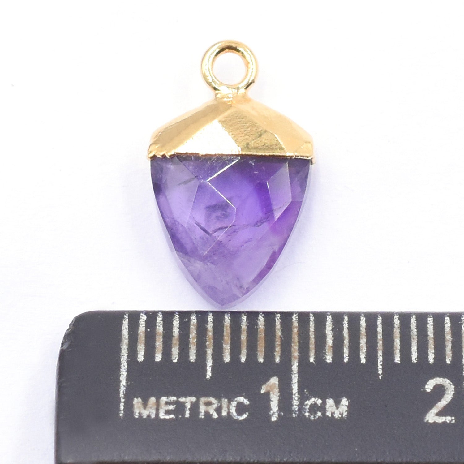 Electroplated gold amethyst rectangle pendant