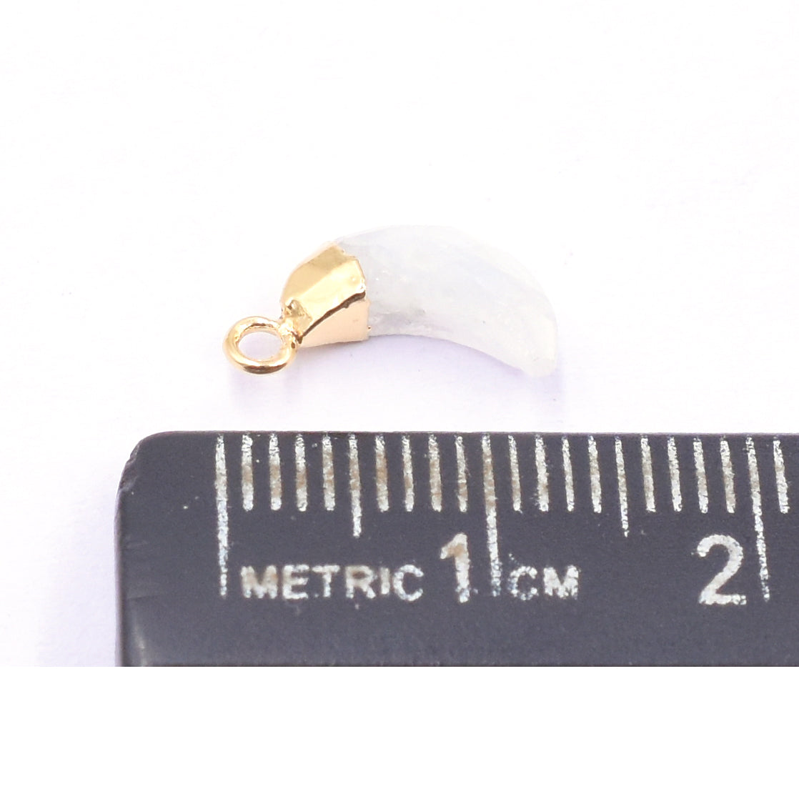 Rainbow Moonstone Moon Shape 10 x 5 MM Gold Electroplated Pendant (Set Of 2 Pcs)