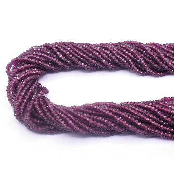 Rhodolite Garnet 3 To 4 MM Faceted Rondelle Shape Beads Strand - Jaipur Gem Factory