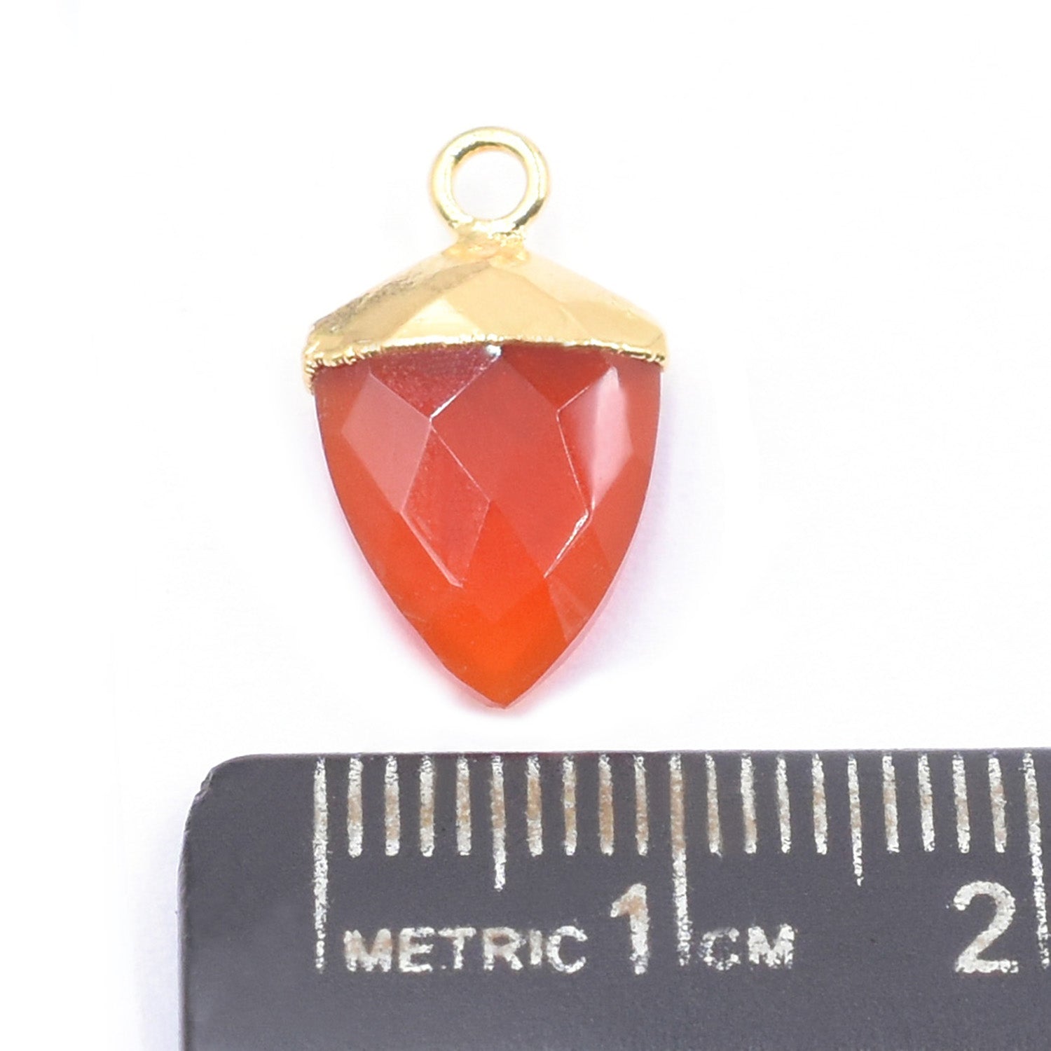 Red Onyx Shield Shape Gold Electroplated Pendant ( Set Of 2 Pcs)