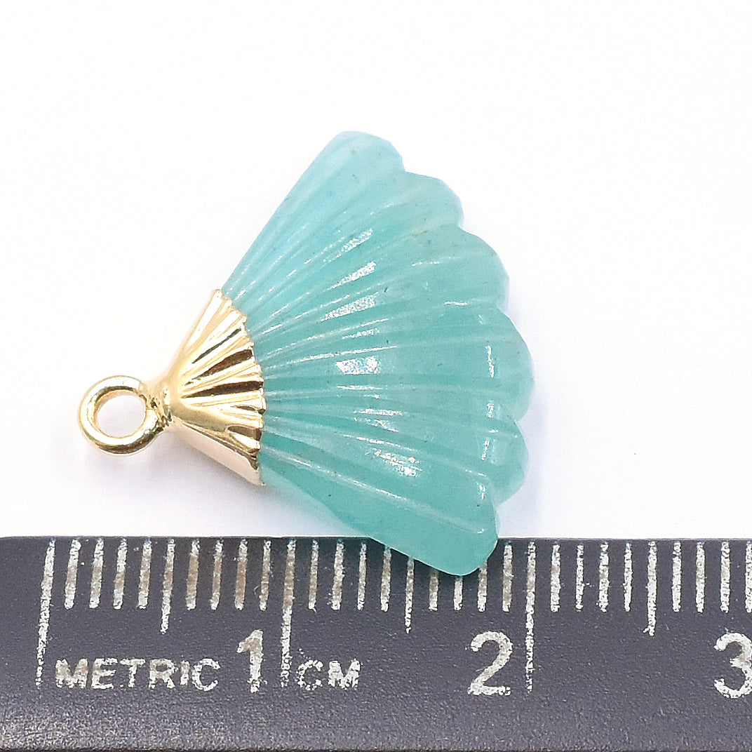 19MM gold electroplated amazonite charm


