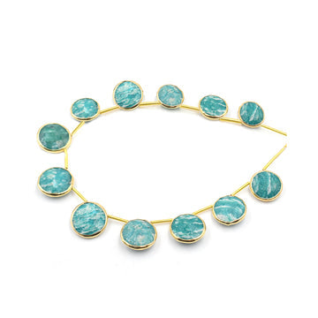 Amazonite round silver bezel strand