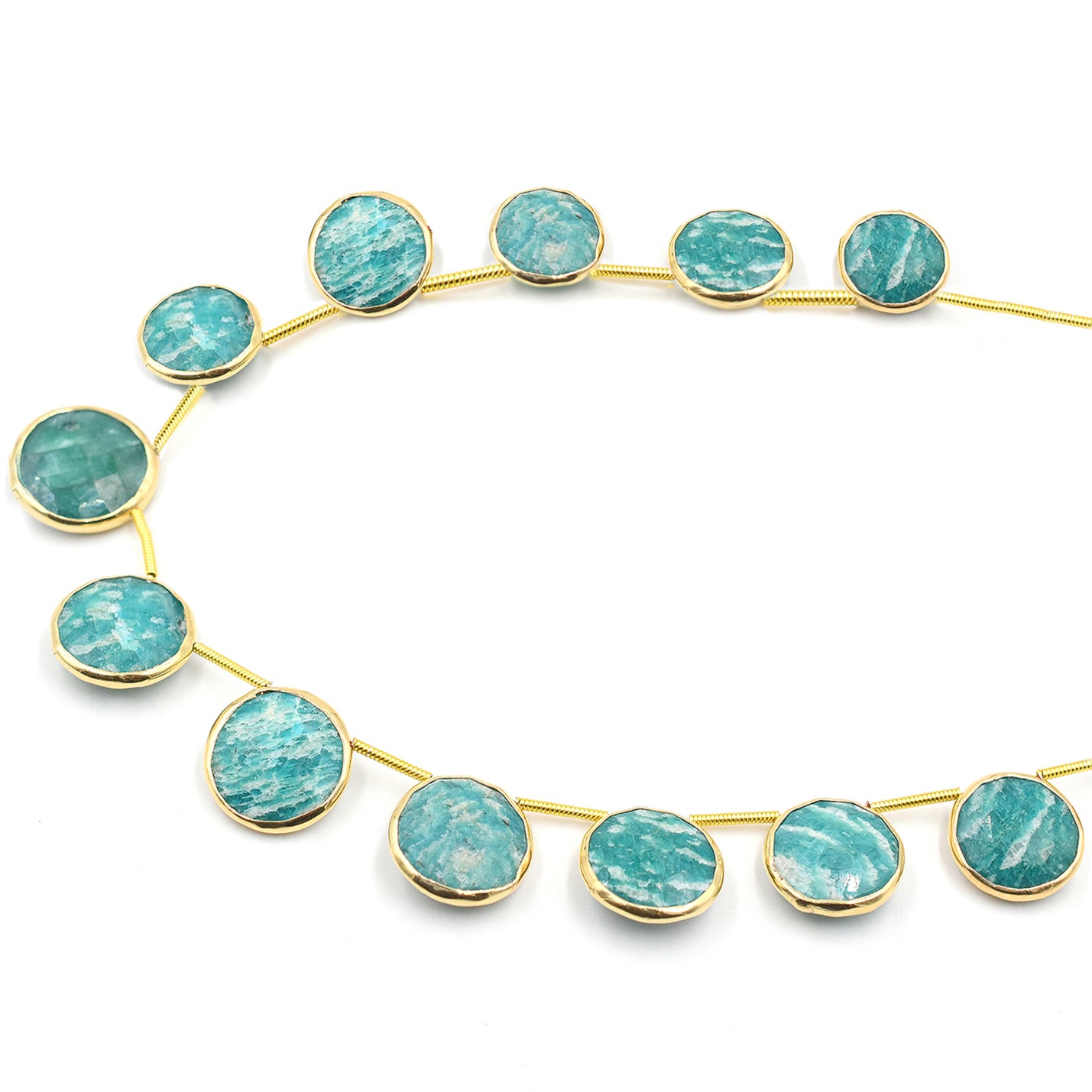 Round amazonite beads in vermeil