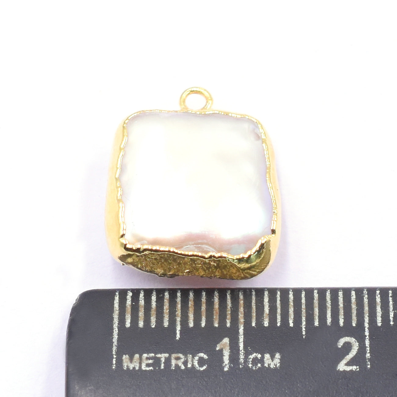 Fresh Water Pearl Square Shape Gold Electroplated Pendant