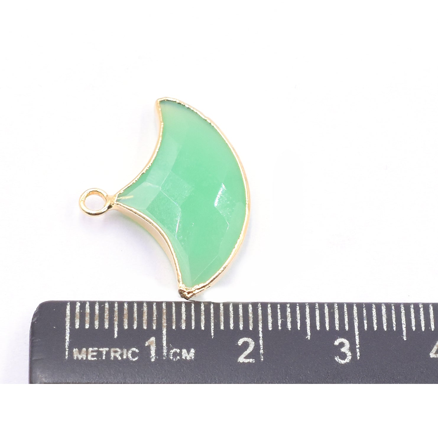 Elegant axe shaped Chrysoprase Chalcedony pendant with gold detailing