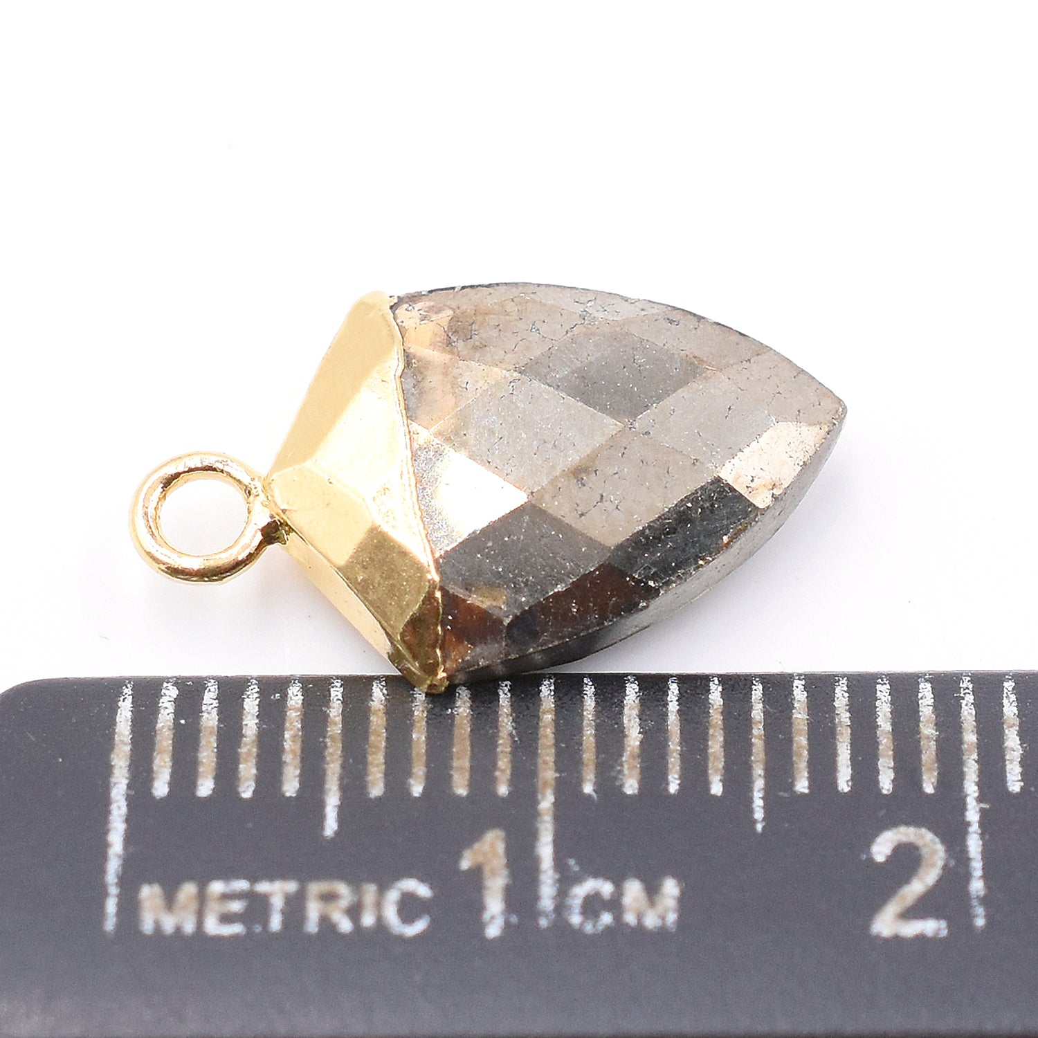 Pyrite Shield Shape 13 x 10 MM Gold Electroplated Pendant ( Set Of 2 Pcs)