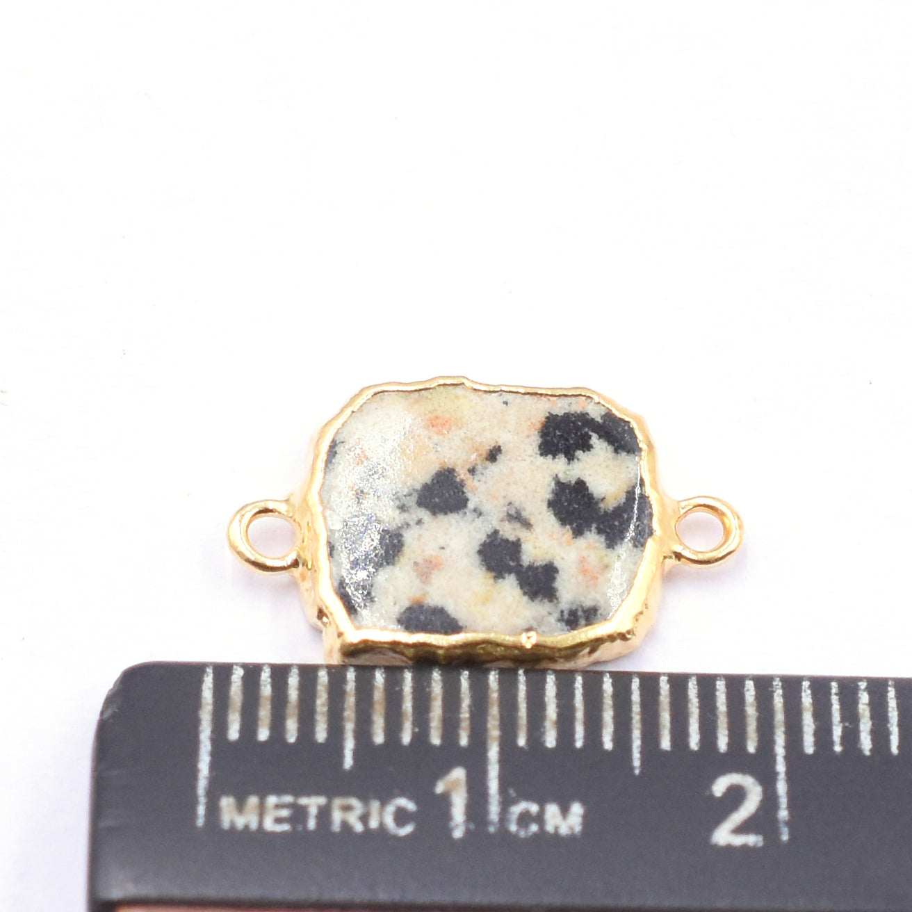 Dalmatian Jasper Rectangle pendant in gold frame