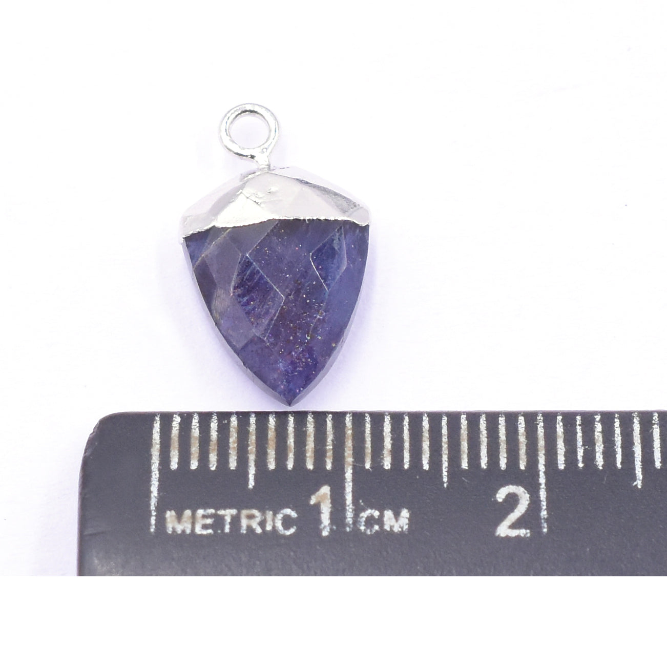 Iolite Shield Shape 13 x 10 MM Silver Electroplated Pendant ( Set Of 2 Pcs)