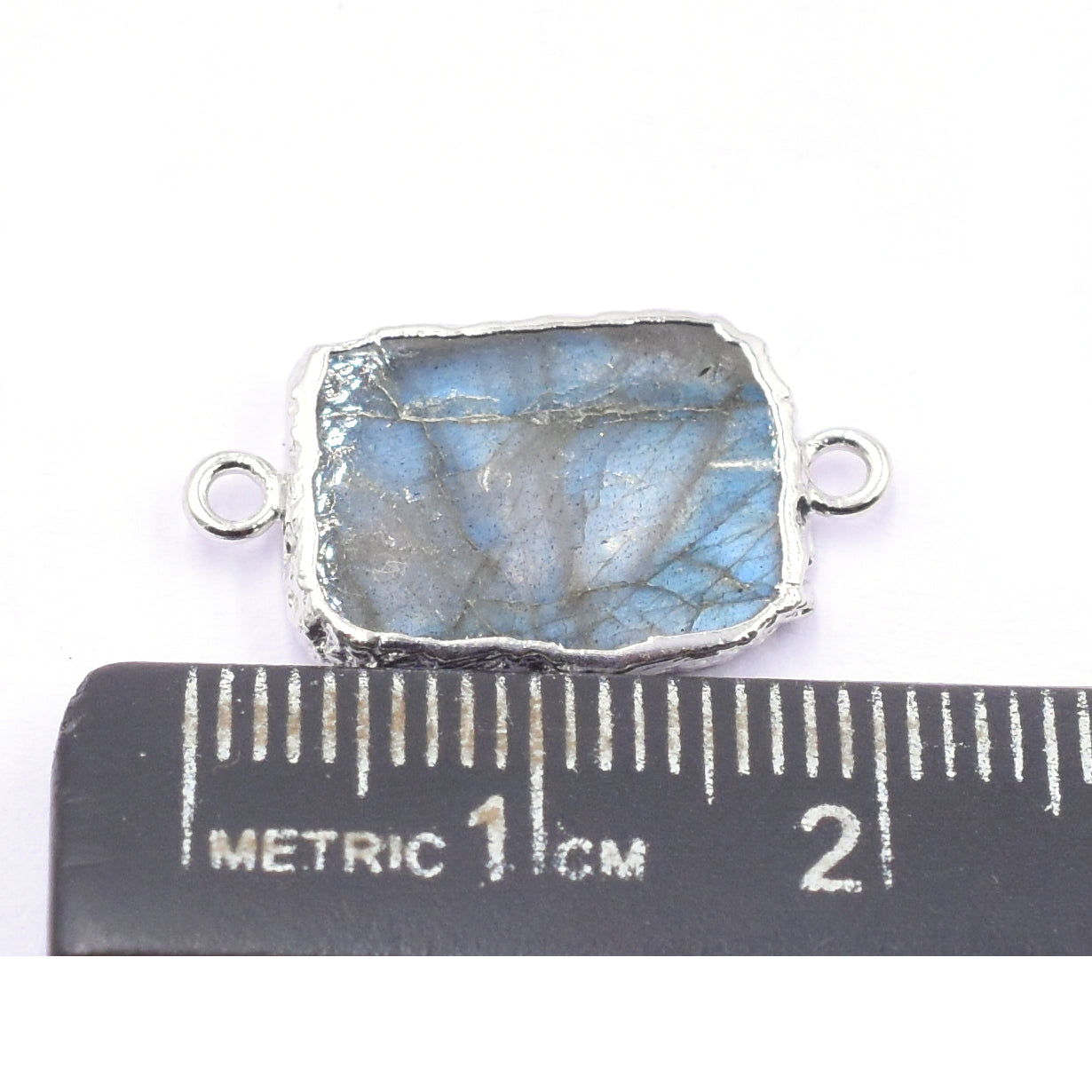 Labradorite 12X10 MM Rectangle Shape Rhodium Electroplated Connector - Jaipur Gem Factory