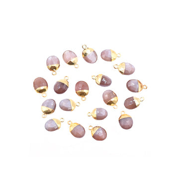 oval shaped Brown Chocolate Moonstone pendant with Gold electroplated finish