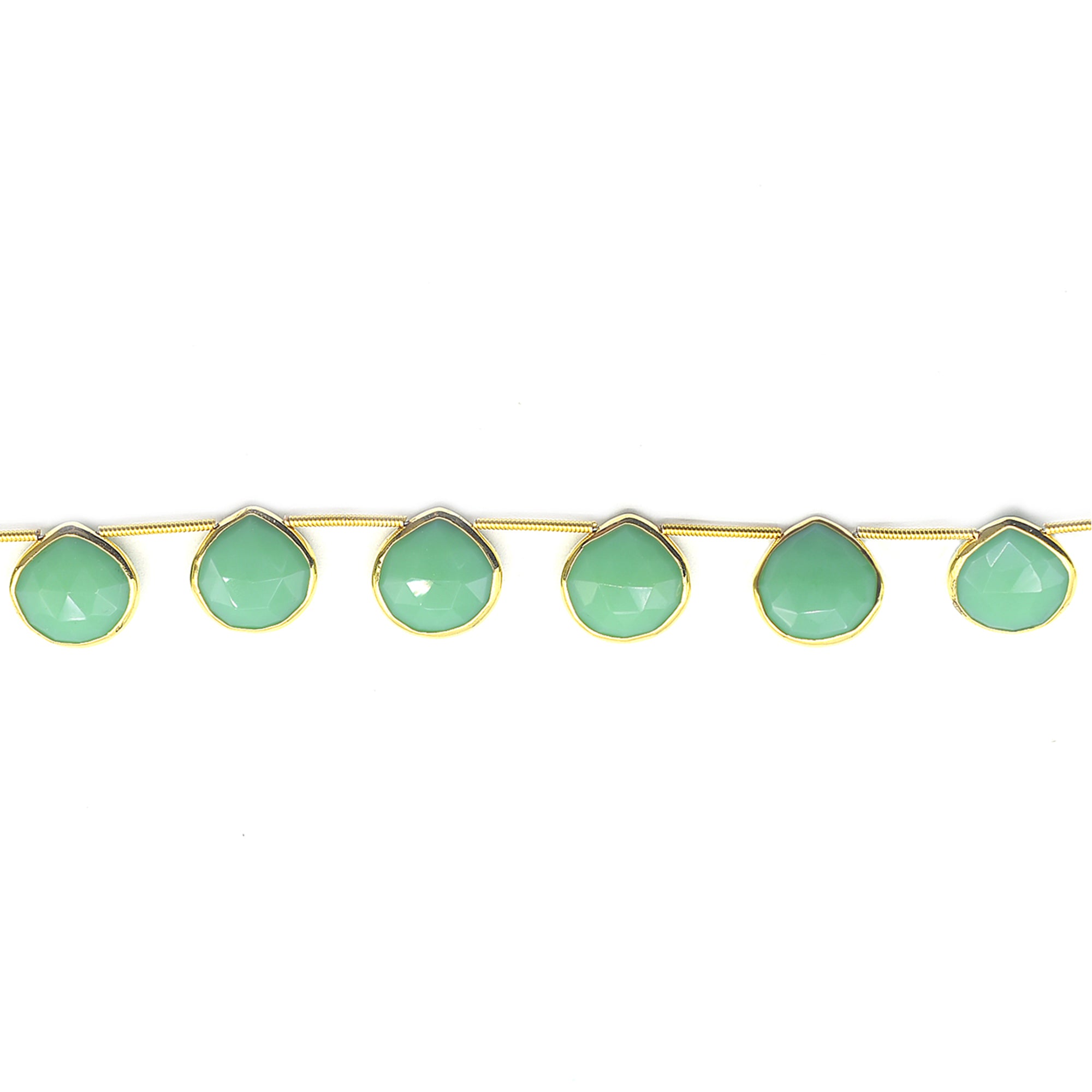 Silver vermeil chrysoprase chalcedony heart-shaped jewelry strand