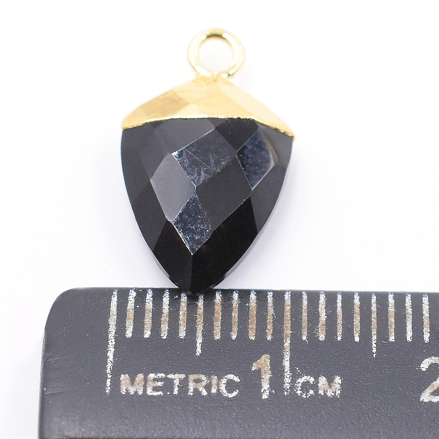 Black Onyx Shield Shape 13 x 10 MM Gold Electroplated Pendant ( Set Of 2 Pcs)