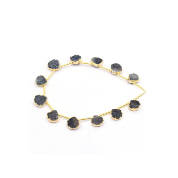 Black druzy Heart shape strand with gold electroplated finish