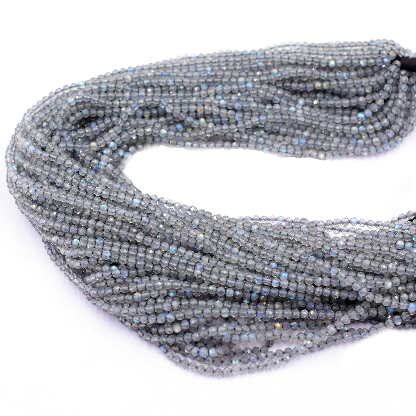 Labradorite 2 To 3 MM Faceted Rondelle Shape Beads Strand - Jaipur Gem Factory