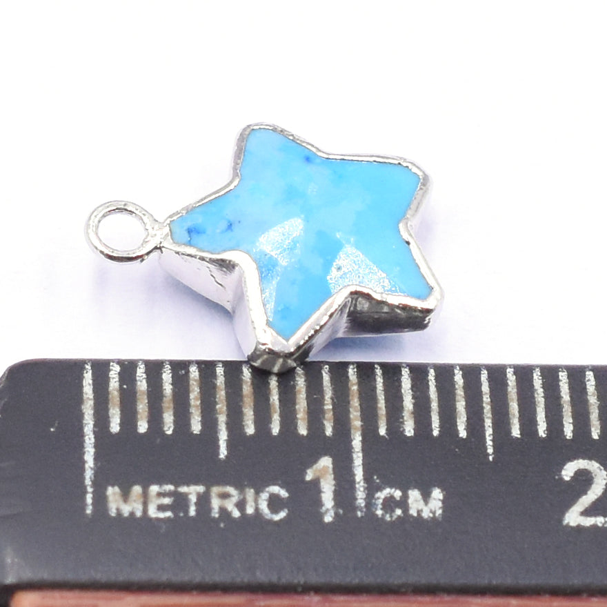 star shaped Howlite pendant silver electroplated