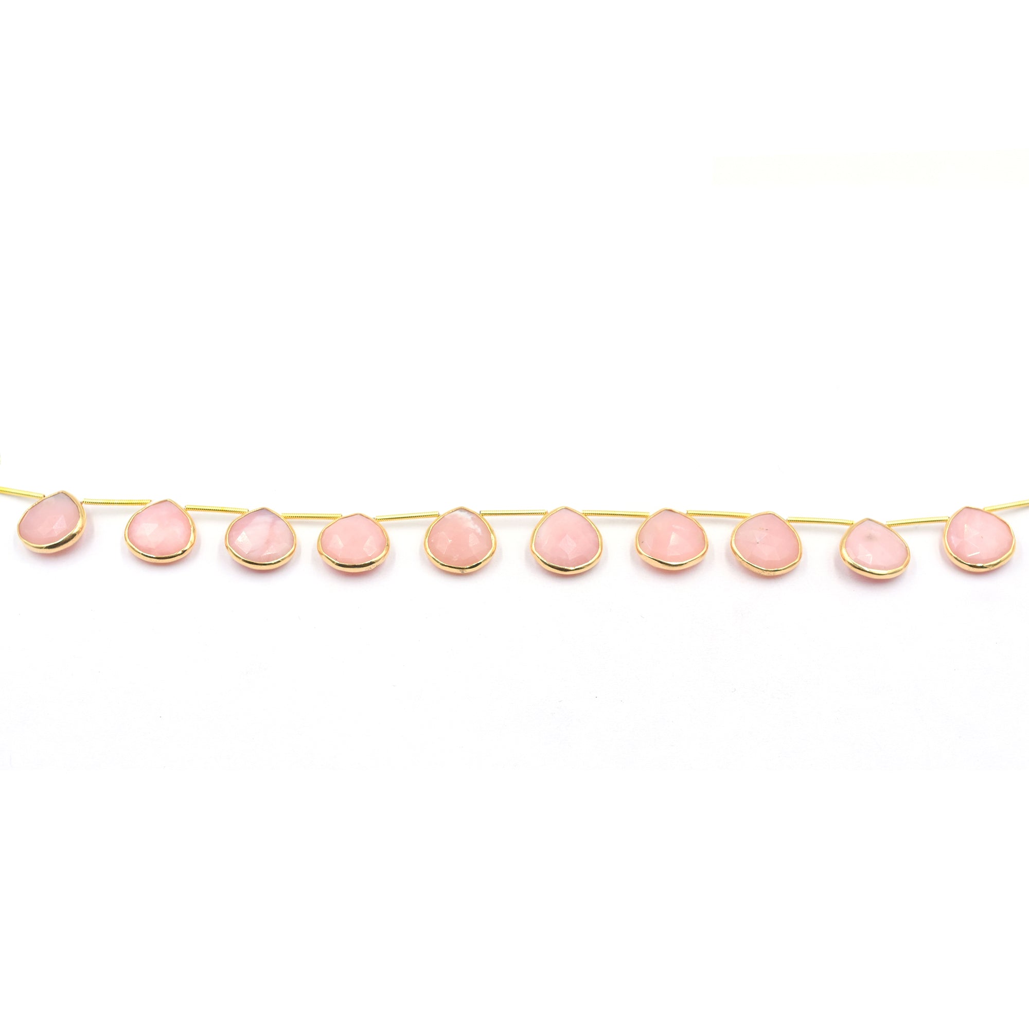 Heart-shaped pink opal set in silver vermeil