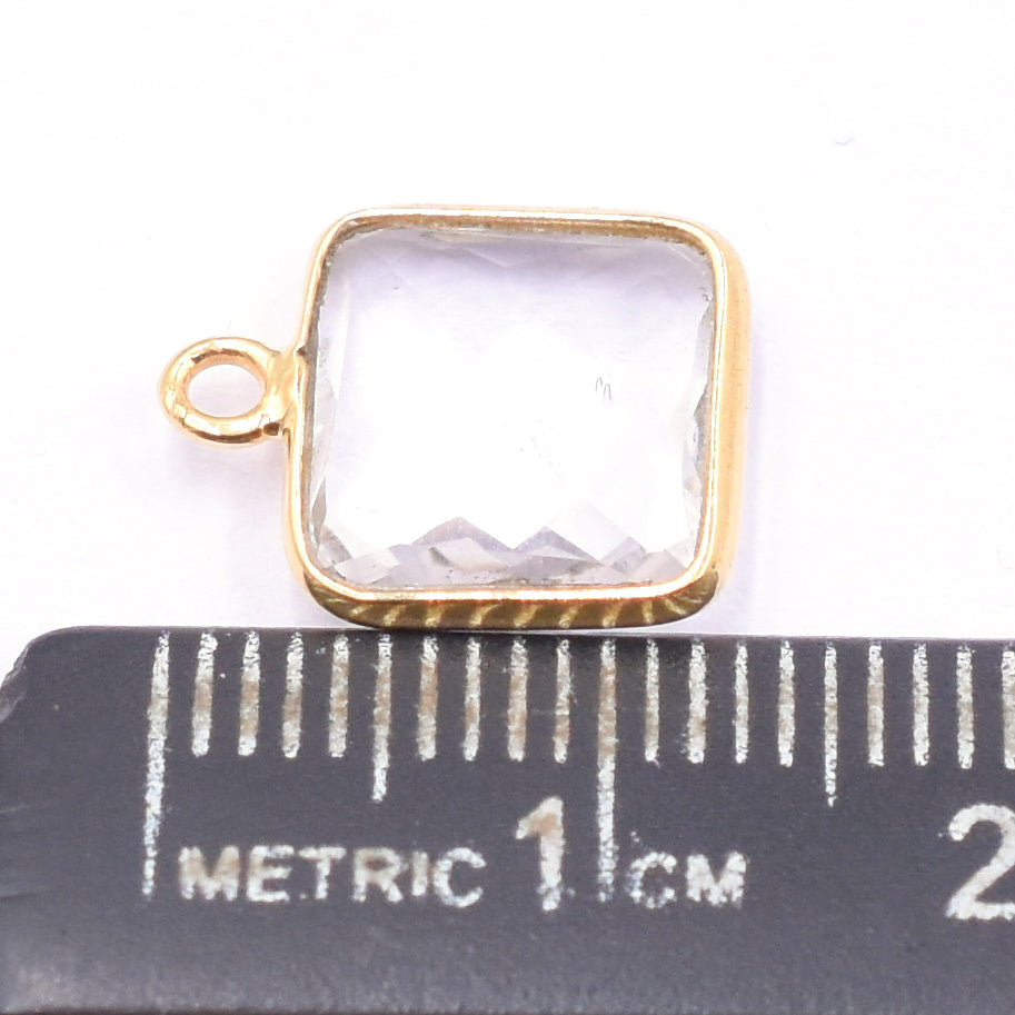 Elegant crystal quartz square in silver bezel vermeil