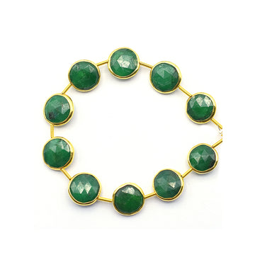 Green corundum round silver strand