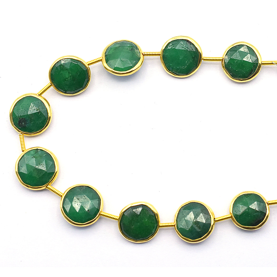 Vermeil silver bezel green beads