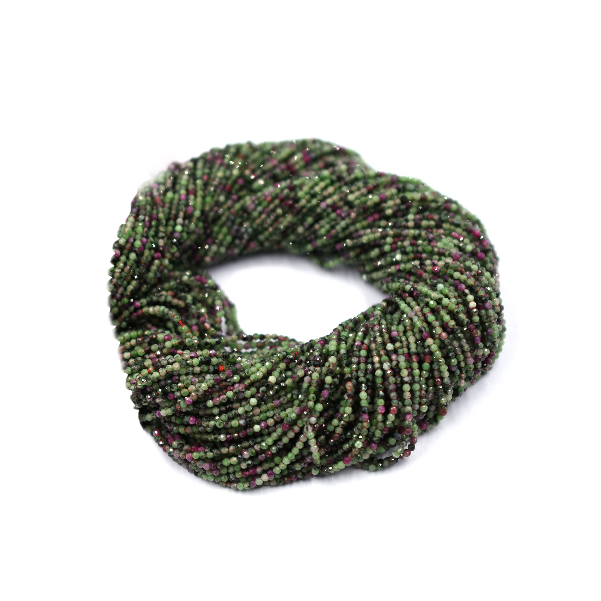 Ruby Zoisite 2 MM Faceted Rondelle Shape Beads Strand - Jaipur Gem Factory