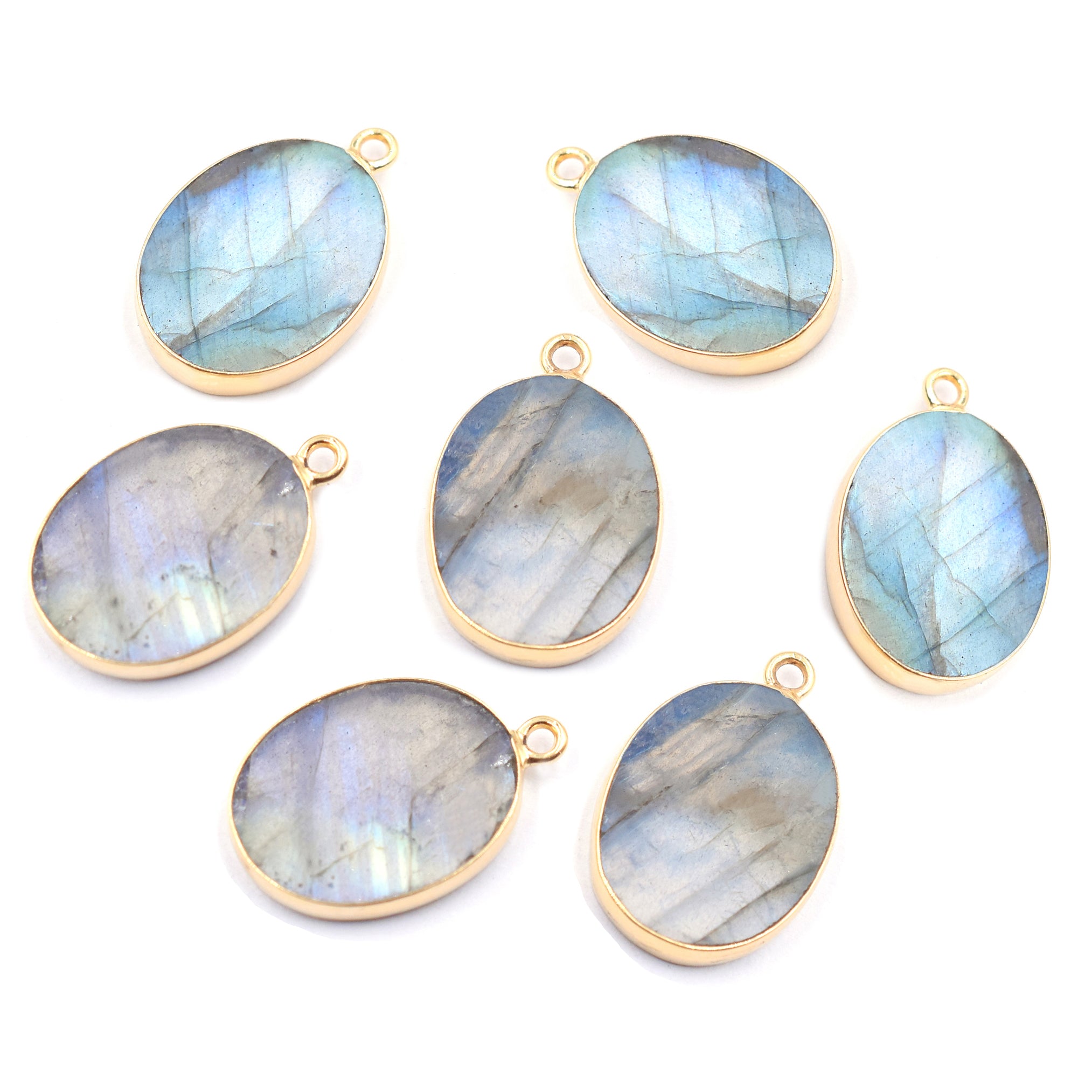 Labradorite Oval Shape Silver Bezel Vermeil Pendant