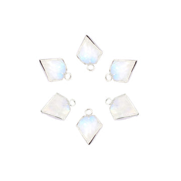 Rainbow Moonstone Diamond Shape 12 MM Silver Electroplated Pendant