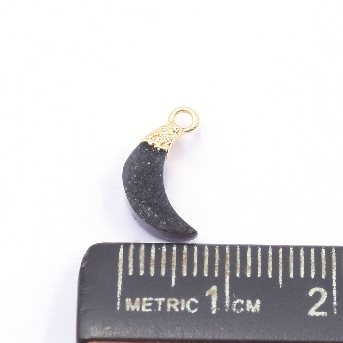 Gold electroplated Moon black druzy stones for jewelry making