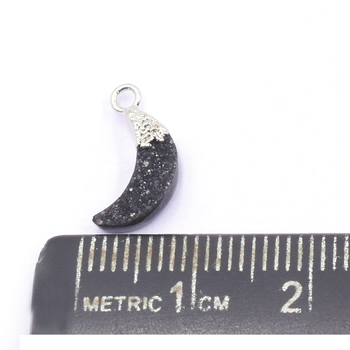 Gold electroplated Moon black druzy stones for jewelry making